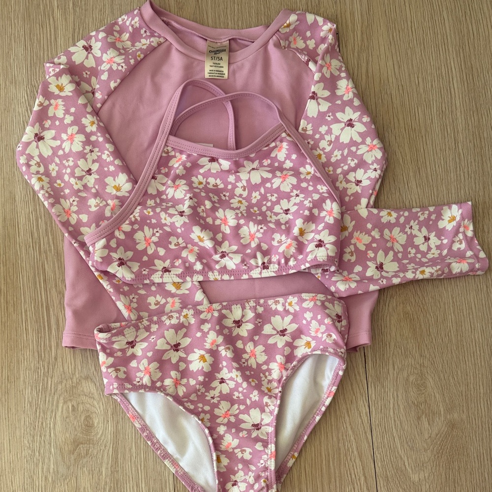 OshKosh B'gosh Pink Floral Kids Bikini Set